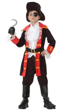 A classic Captain costume in black and red, perfect for those hooked on the life of a pirate