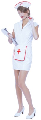 Make him feel all better in this sexy saucy PVC nurse costume complete with red cross detail.