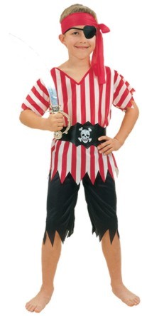 You don`t have to talk like a pirate to walk like a pirate.  This boys costume lets your lad be