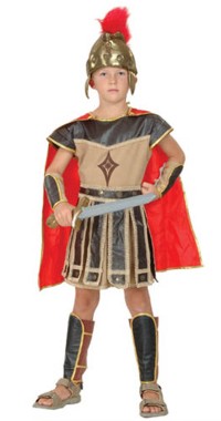 This Roman Centurion costume includes helmet, arm and leg guards although not the sword.  It`s