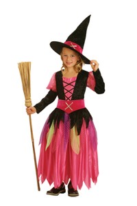 No witch could look evil in this adorable and cute, pink and black layered dress. Long sleeves help 