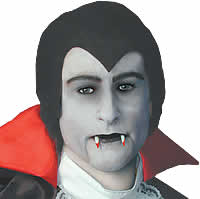 A short black wig with a widows peak ideal for Count Dracula the vampire costumes