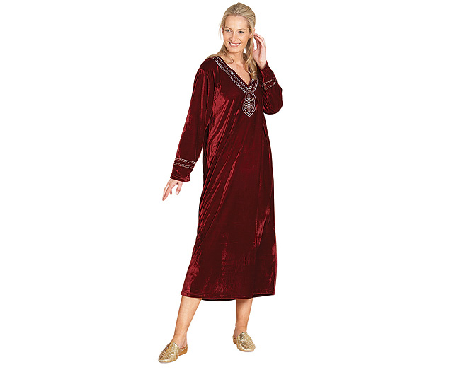 Unbranded Velour Glamour Kaftan - Burgundy - Small to Medium