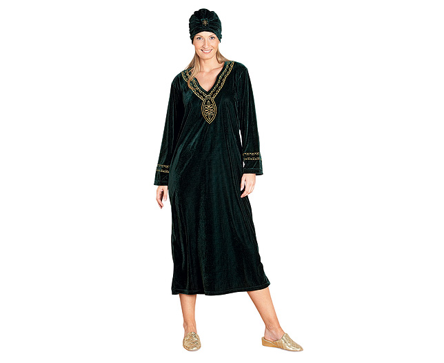 Unbranded Velour Glamour Kaftan - Jade - Small to Medium