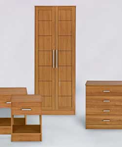 Package consists of 2 Door Wardrobe, 4 Drawer Chest and 2 Bedside Cabinets with framed plain doors a