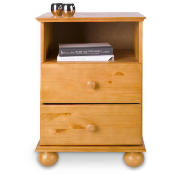 This Vermont 2 drawer and 1 shelf bedside table is made from solid pine with an antique pine finish.