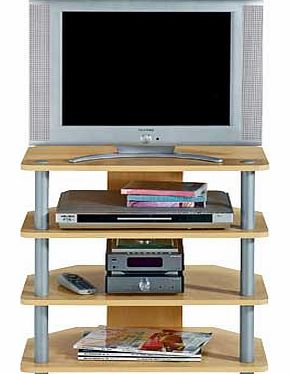 This beech effect TV unit with a silver coloured frame is simple. practical and fantastic value. Enjoy a range of flexible storage space for all your home entertainment items. while supporting a TV up to a maximum of 28 inches on the top. Part of the
