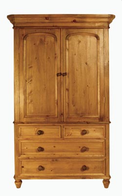 VICTORIAN DOUBLE PRESS PINE WARDROBE WITH 4