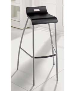 Silver and black bar stool.50% plastic/50% metal.Size (W)53.5, (D)43, (H)83.5cm.Height to seat