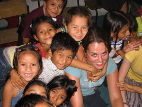Unbranded Volunteer with children in Ecuador