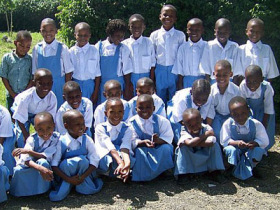 Unbranded Volunteer with children in Tanzania