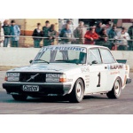 A 1/43 scale Volvo 240 Turbo DTM 1986 Champion Stureson diecast replica from Minichamps. This model