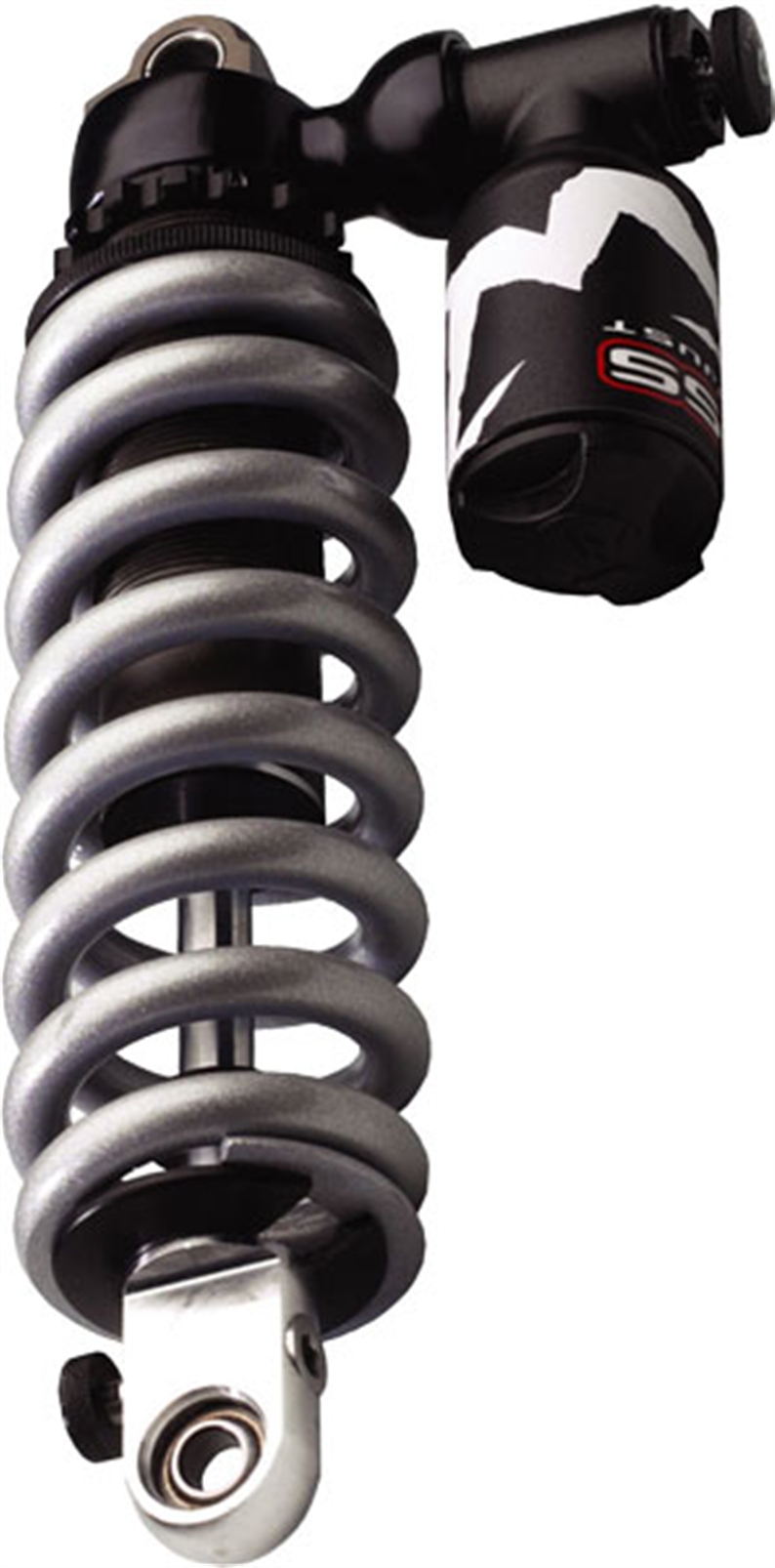 Cr-Si spring with rates from 80 to 120 N/mm, oil damping via piston and shims (Piggy Back System)