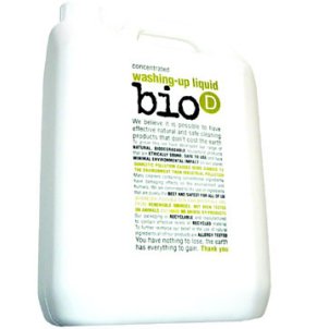 Buy in 25 litre containers to save on money and packaging.      Bio D washing up liquid is safe, eff