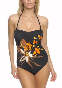 Unbranded Water Lily long length bandeau one-piece swimsuit
