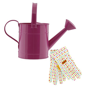 Watering Can and Gloves- Pink