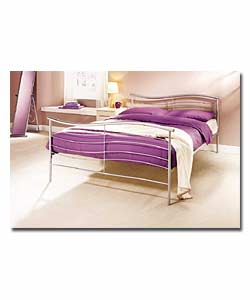 Wave Metal Double Bedstead with Firm Mattress