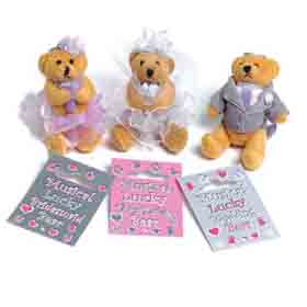 Lucky Bride  Bridesmaid and Wedding Bears. These 6cm high musical keyrings play Here Comes The Bride