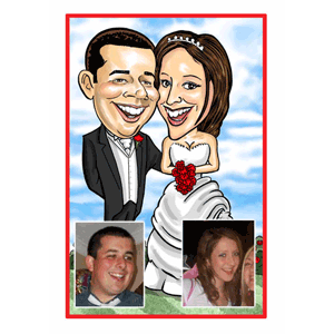 Unbranded Wedding Couple Caricatures - Silver Frame
