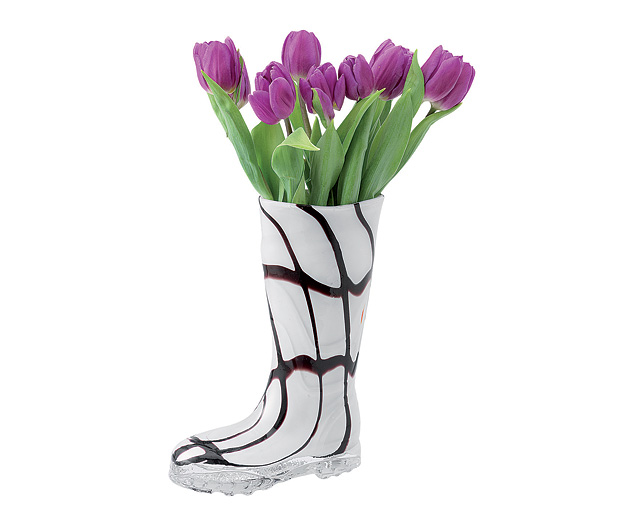 Unbranded Wellie Glass Vase - Black and White