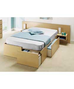 Weston Oak Double Bedstead with 4 Drawers - Deluxe Mattress