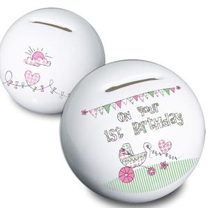 Unbranded Whimsical Pram 1st Birthday Moneybox