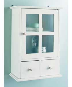 MDF. 2 drawer cabinet with glass door. Includes fi