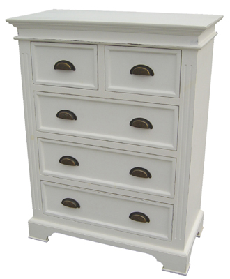 KRISTINA 2 3 CHEST OF DRAWERS IN A DISTRESSED WHITE PAINTED FINISH