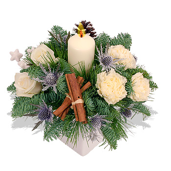 Unbranded White Christmas Candle Cube Arrangement - flowers