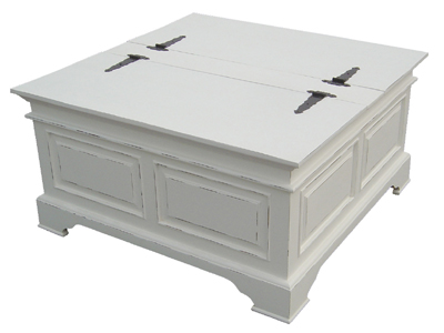 KRISTINA BLANKET COFFEE TABLE IN A DISTRESSED WHITE PAINTED FINISH