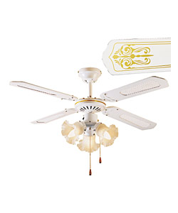 White Decorative Ceiling Fan with Triple Lights