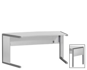 Stylish curved front ergonomic design desk. Configure the desk in cantilever or ‘H’