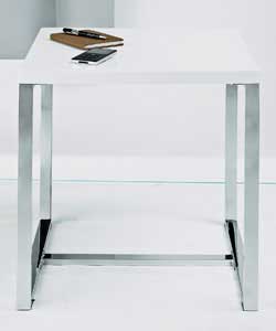 Unbranded White High Gloss and Chrome End Table