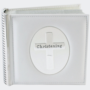 Unbranded White Leather Christening Cross Photo Album