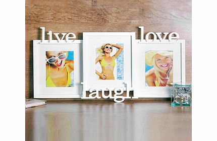 This White Triple Live Laugh and Love Photo Frame can beautifully show off three fabulous photos of your choice.Each frame has a matt white finish and is attached together in a contemporary style. There are three frames each can display a portrait 5