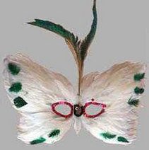 Unbranded WHITE MASK WITH GREEN FEATHERS