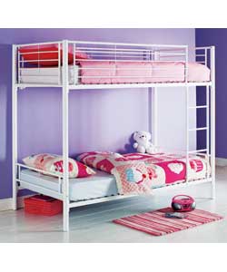 Unbranded White Metal Bunk Bed with Sprung Mattress