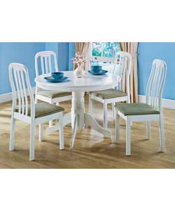 White Round Kitchen Table and 4 Upholstered Chairs