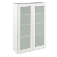 White Shaker Style Bookcase with Double Glass Doors