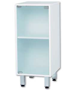 Low freestanding unit in a white finish.Square met