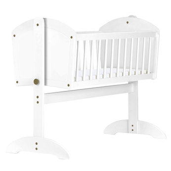 This lovely white swinging crib is an ideal crib for your babys nursery, that rocks gently to soothe