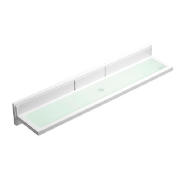 High quality white MDF, wall mounted shelving with frosted glass insert. Fixings included.