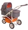 Unbranded Whizz 3 wheel stroller with seat pad and carrycot: - Black/Orange
