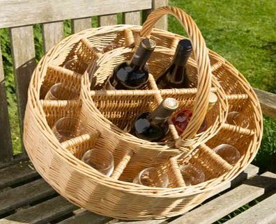 Unbranded Wicker Wine Basket with 12 Glasses 5148S