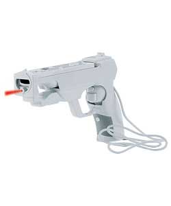 The Wii gun houses the Wii remote and nunchuck for shooting games, also features a laser pointer to 