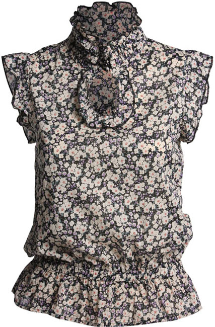 Ditsy print blouse with keyhole. 100 cotton 63cm Length.