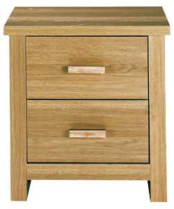 Oak veneer finish with wooden handles. 2 drawers with smooth glide metal runners.Fixings and