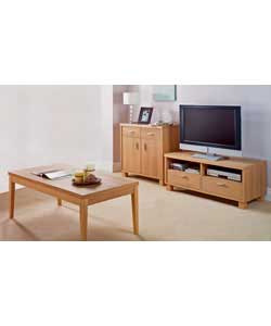 Winslow Oak Veneer Furniture Package.Entertainment Unit.Size (H)45, (W)110, (D)50cm.Natural oak vene