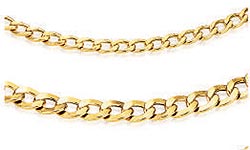 Womens 9ct Broad Hollow Curb Chain