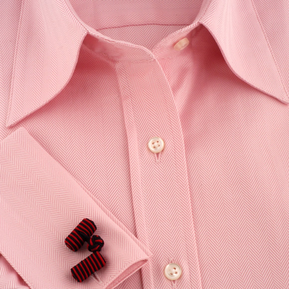 Womens Pink Herringbone Luxury Twill Fitted Shirt
